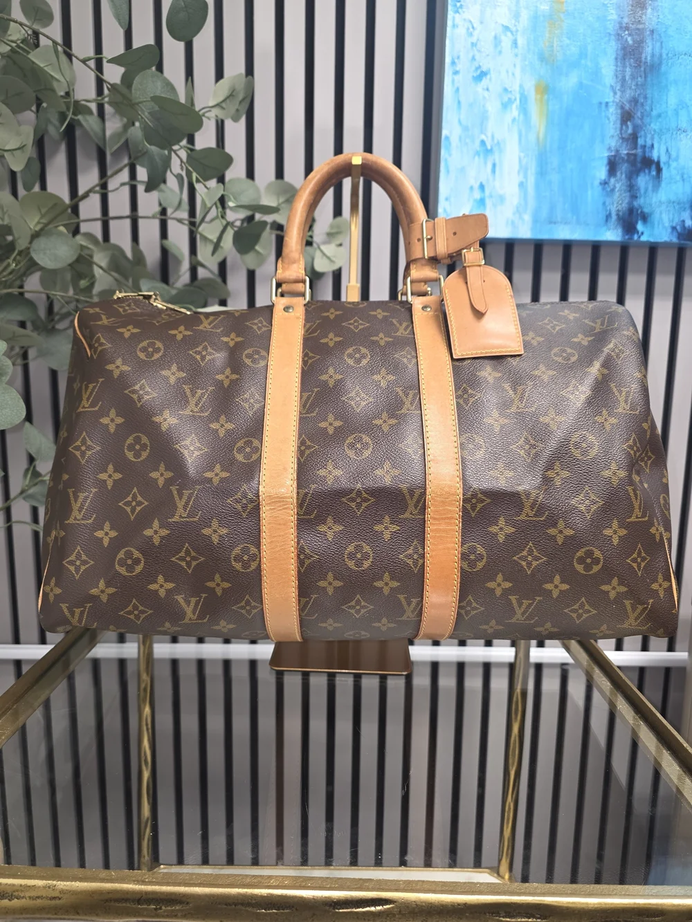 Louis Vuitton Brown Monogram Keepall 45 Travel Duffel